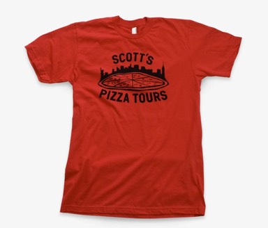 Scott's Pizza Tours logo t-shirt