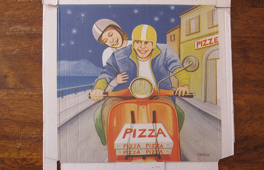 pizza delivery on a scooter