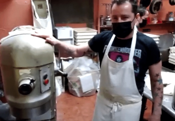 Dom Jr with dough mixer