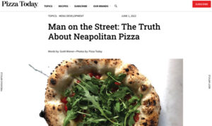 screenshot of an article in Pizza Today Magazine about Neapolitan pizza