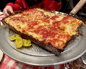 Detroit style pizza from Ace's in Williamsburg Brooklyn