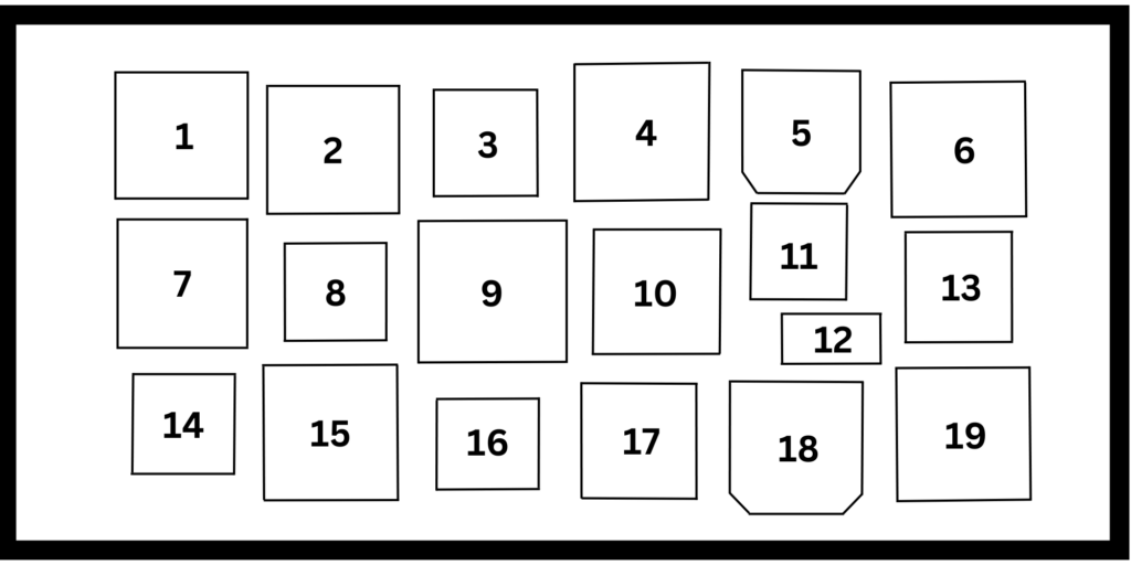 visual key for pizza box identification at Stretch Pizza in NYC