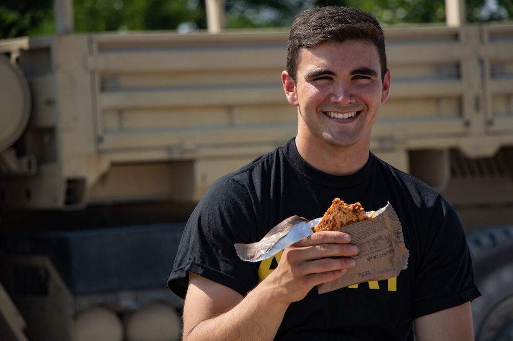 man eats military ration of pizza