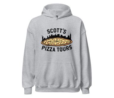 gray Scott's Pizza Tours logo hoodie