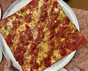 Thinnest grandma pizza in Brooklyn at Nino's in Bay Ridge